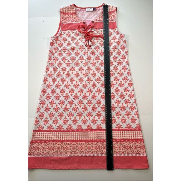 Cabana Life X Talbots Lace Up Swim Dress Coral Sleeveless Size Medium UPF 50+ - Picture 4 of 6